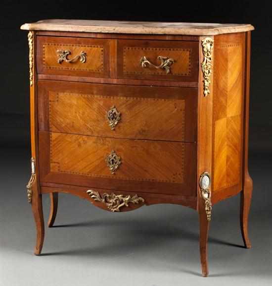 Appraisal: Regence style bronze and jasperware mounted walnut marble-top commode late