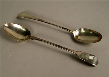 Appraisal: Two George III sterling silver stuffing spoons hester bateman london