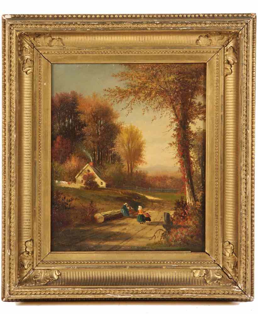 Appraisal: OOC - Country Lane with Cottage and Figures by Samuel