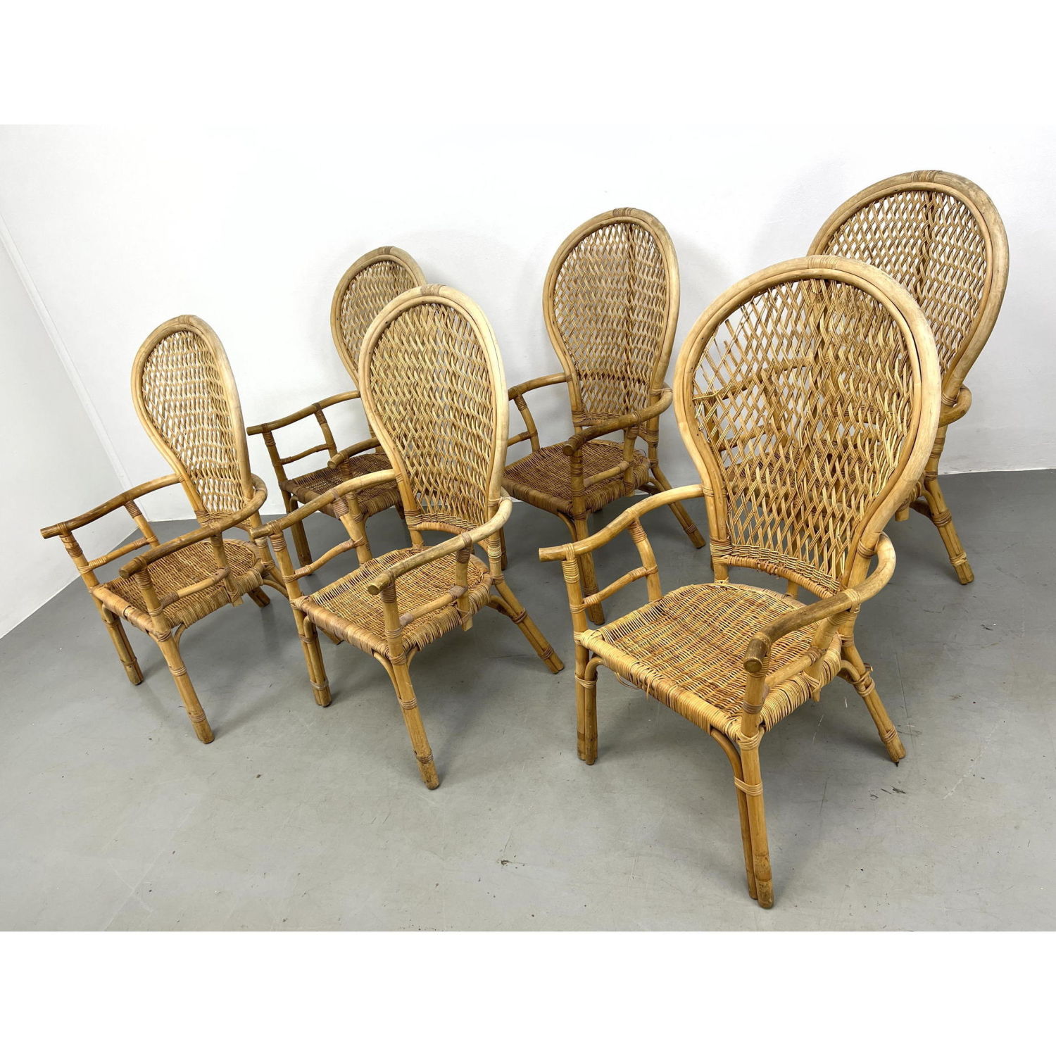 Appraisal: Set wicker rattan armchairs Dimensions H inches W inches D