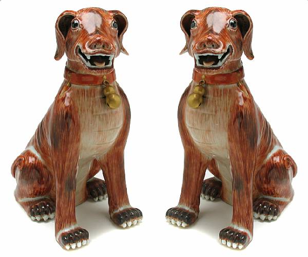 Appraisal: A pair of Chinese export style porcelain dogs height in