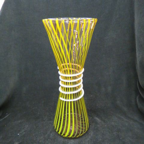 Appraisal: Art Glass Vase yellow ribbon light amethyst body with white