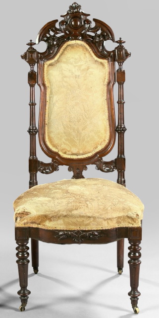 Appraisal: American Rococo Revival Rosewood Slipper Chair third quarter th century