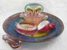 Appraisal: A large multicoloured charger cm diameter a ruby flashed cut