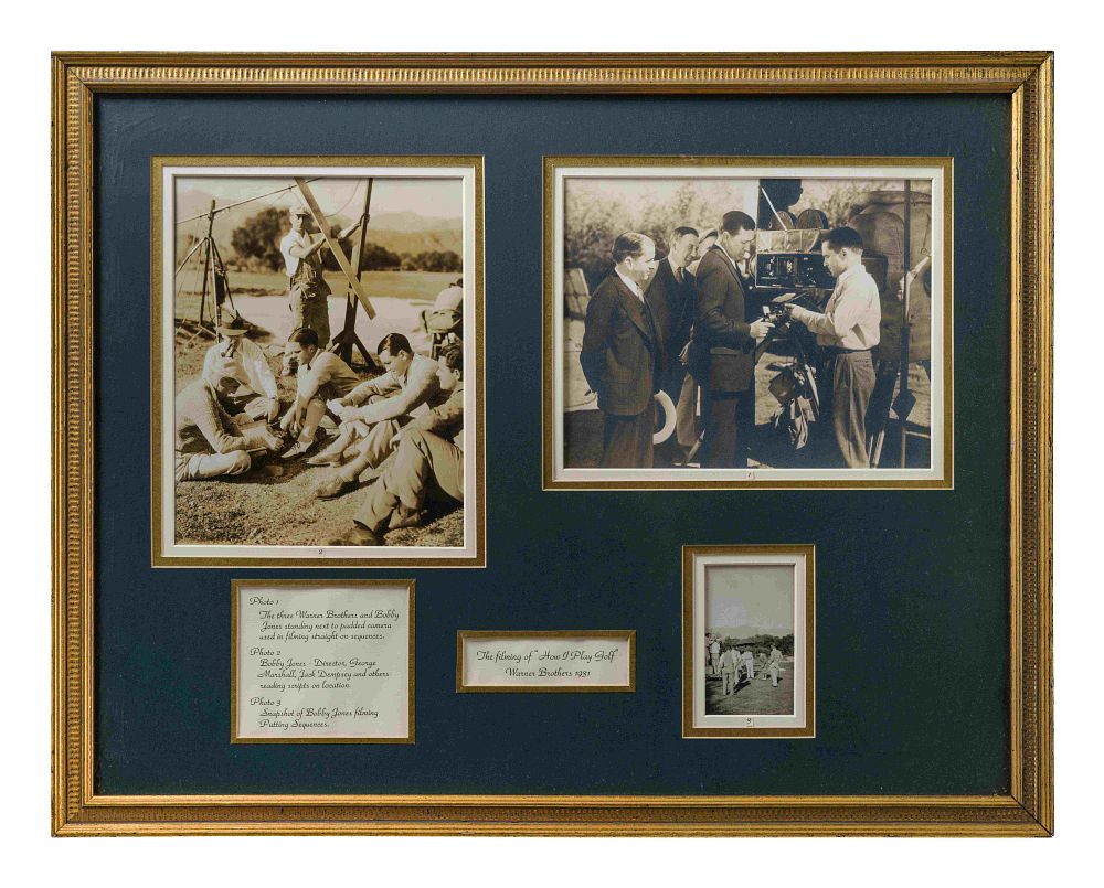 Appraisal: A Framed Display of Bobby Jones Memorabilia from the Filming