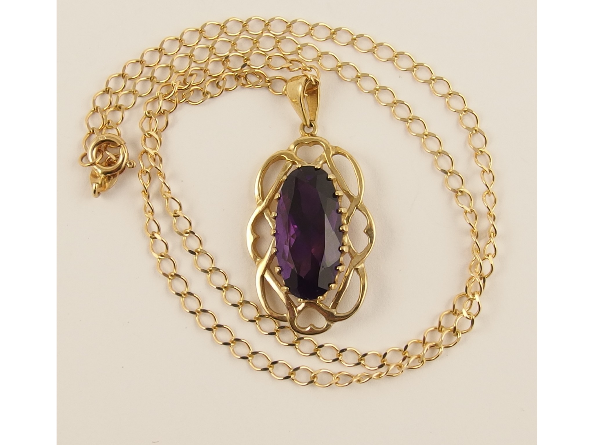 Appraisal: A ct amethyst pendant with ct chain