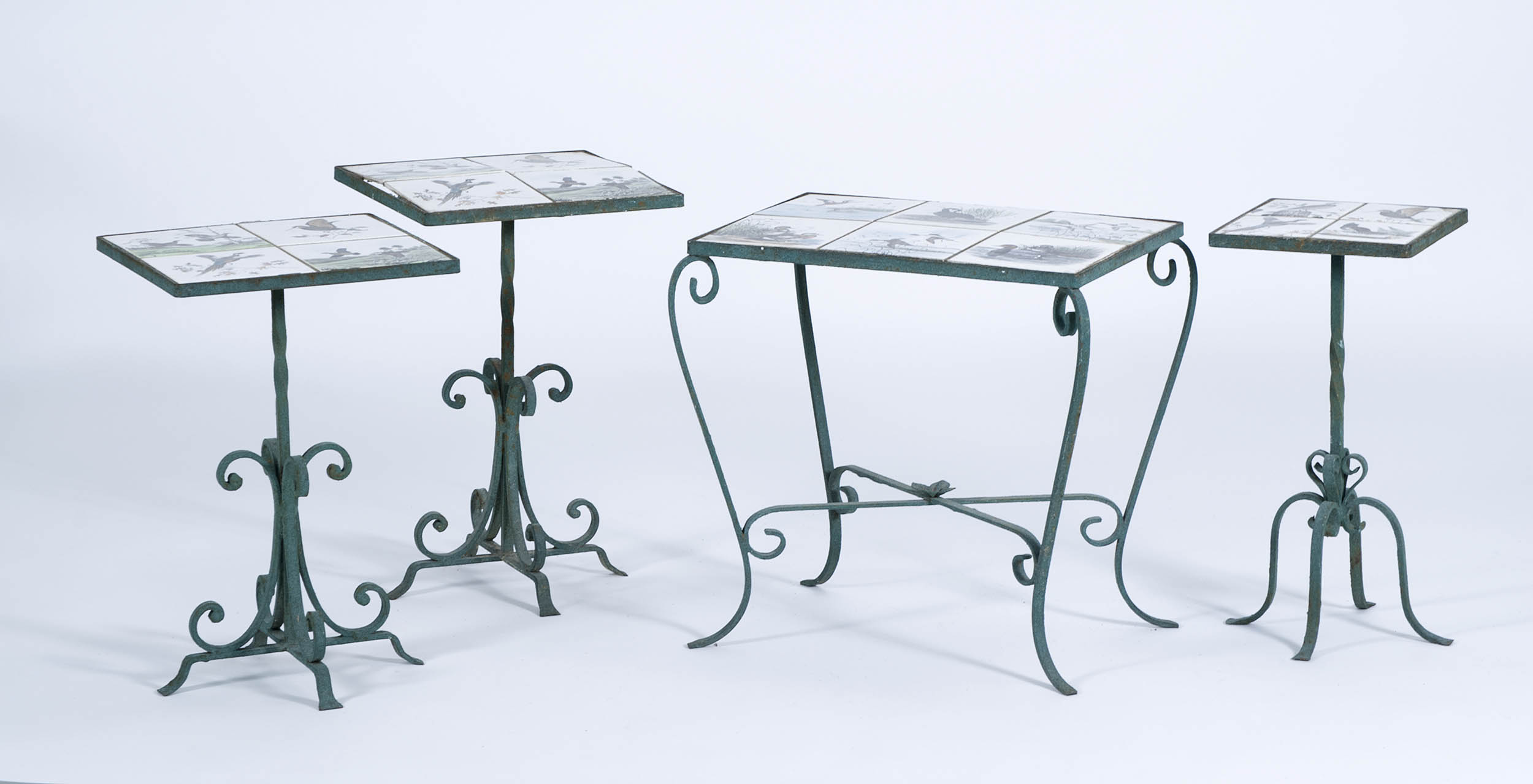 Appraisal: COLLECTION OF FOUR PATIO TABLES with tiled tops Each tile