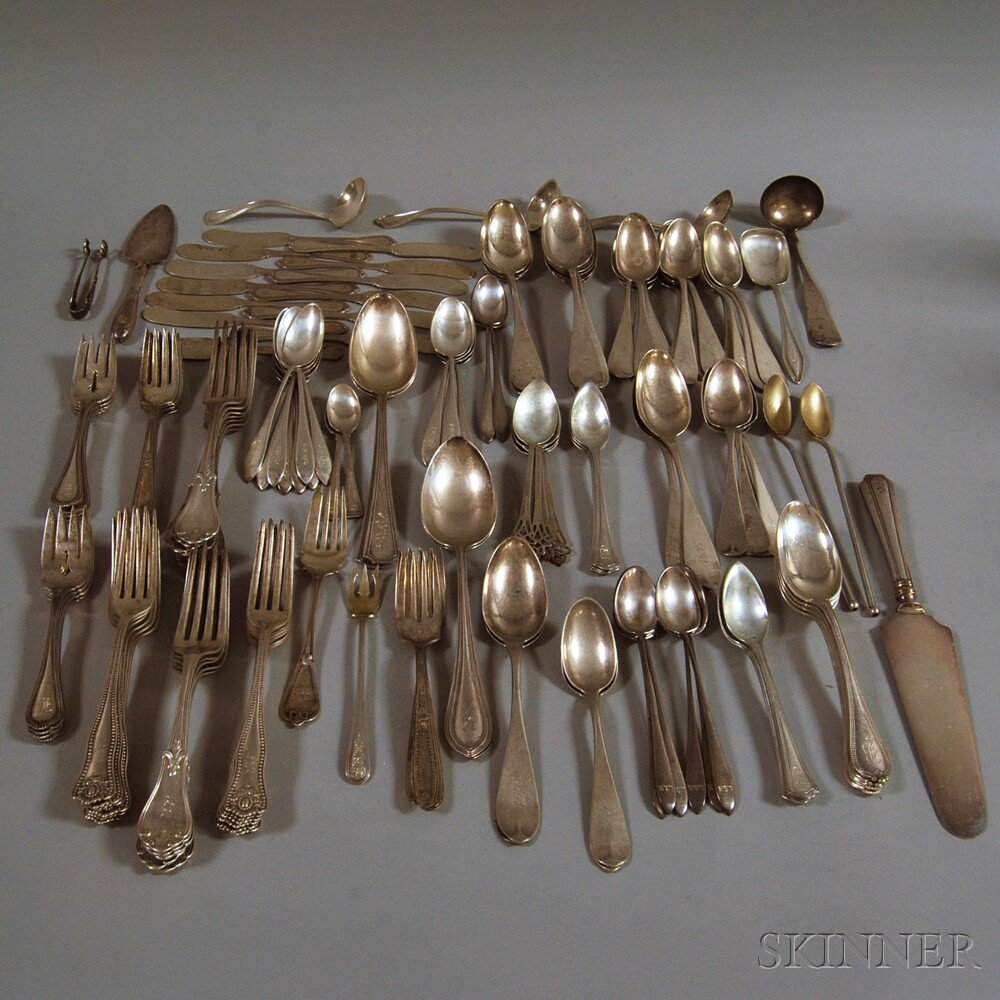 Appraisal: Collection of Assorted Silver and Silver-plated Flatware mostly sets including