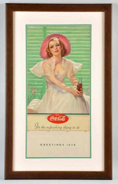 Appraisal: Coca-Cola Calendar Nicely matted and framed under plexiglass Complete with