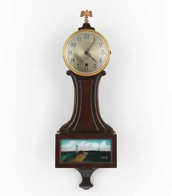 Appraisal: -Day Sessions Banjo Clock Mahogany case -day banjo clock with