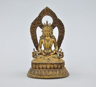 Appraisal: A Gilt Bronze Figure of Earth Touching Buddha ca th