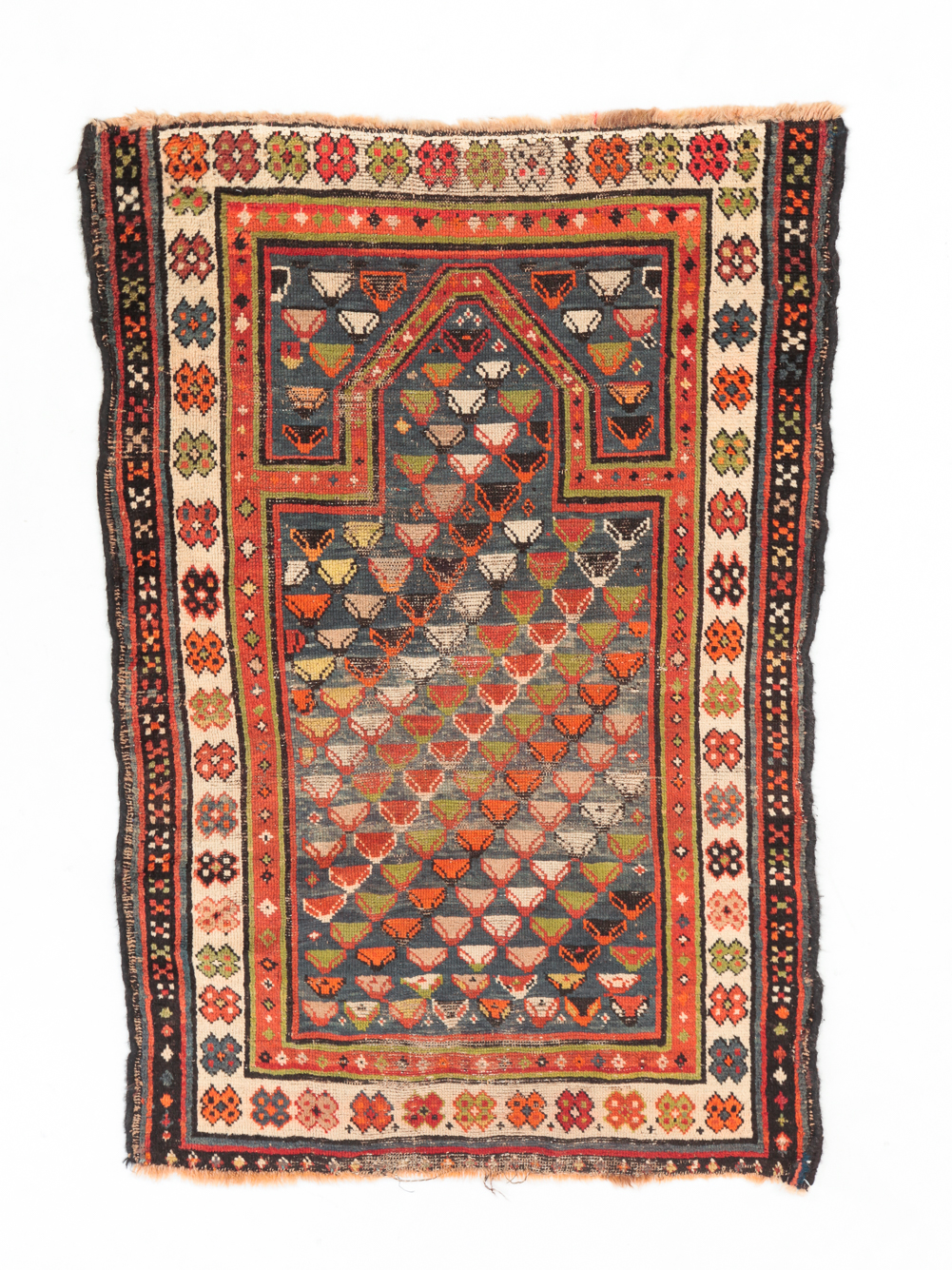 Appraisal: KURDISH PRAYER RUG Early th century Multiple borders and abrash