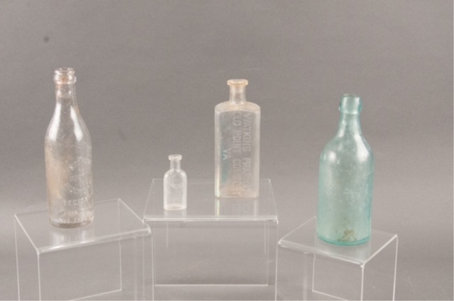 Appraisal: Collection of Four Glass Bottles Including Hunter Booker Hampton VA