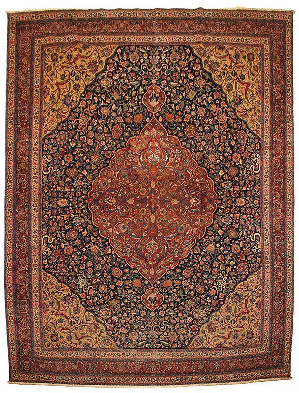 Appraisal: Sarouk Carpet Persian mid th century central cartouche shaped medallion