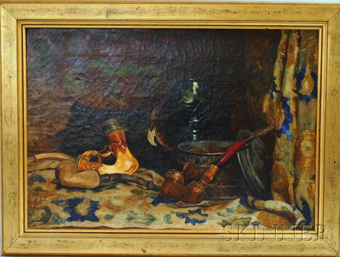 Appraisal: American School th Century Still Life with Pipes Signed indistinctly