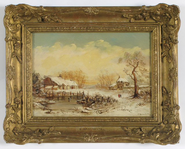 Appraisal: CHARLES BRANWHITE OIL ON PANEL British - Winter landscape with