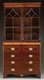 Appraisal: INLAID MAHOGANY BUTLER'S SECRETARY BOOKCASE INLAID MAHOGANY BUTLER'S SECRETARY BOOKCASE