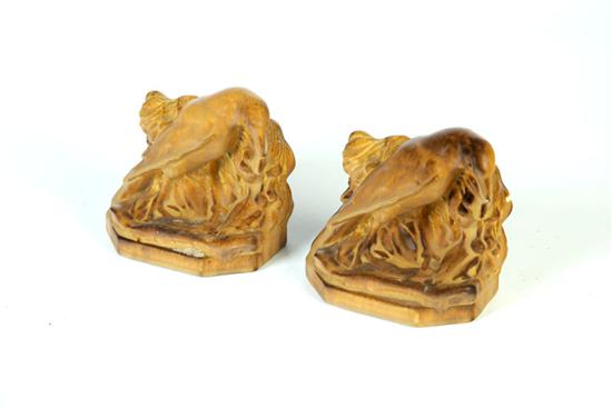 Appraisal: PAIR OF ROOKWOOD BOOKENDS Cincinnati Ohio Figural rook bookends with