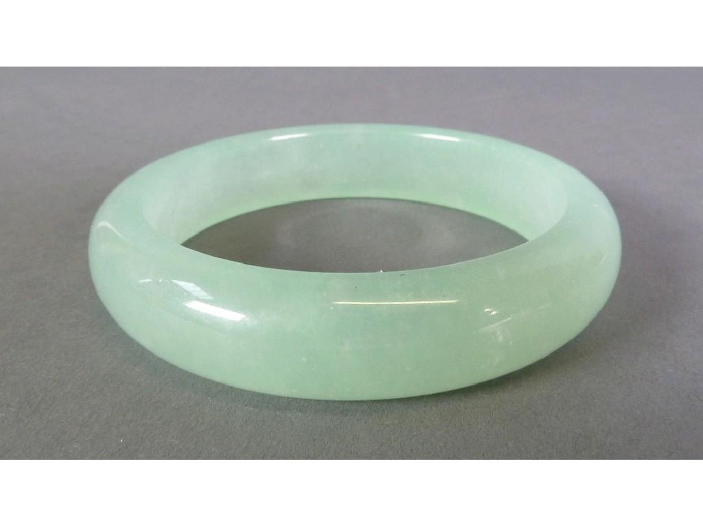 Appraisal: PALE GREEN JADE BANGLE wide EST -