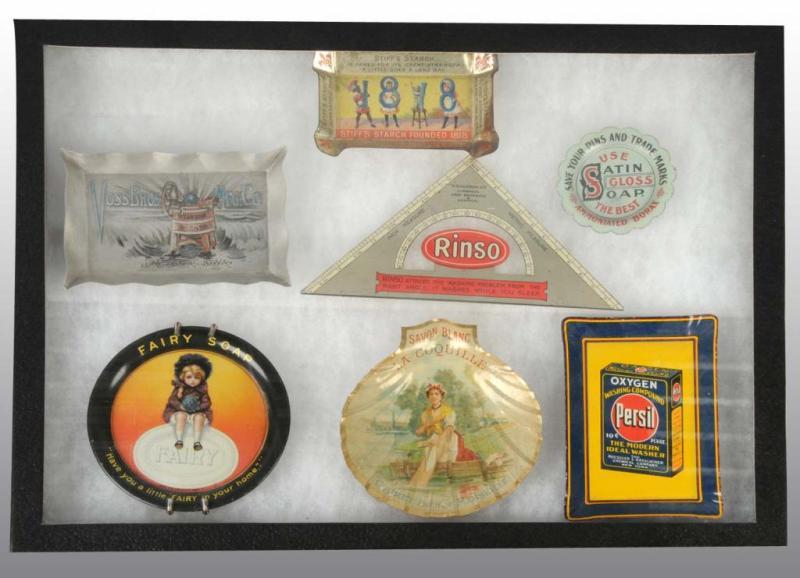 Appraisal: Lot of Soap Related Advertising Tin Items Description Early assortment