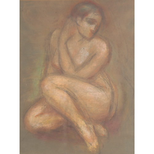 Appraisal: Joseph Hirsch - pastel on gray paper of seated nude