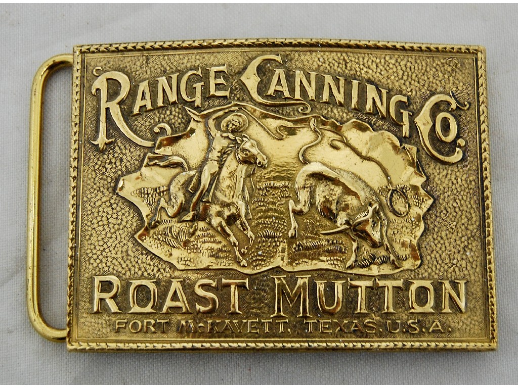 Appraisal: Tiffany bronze belt buckle cast for 'Range Canning Co Roast