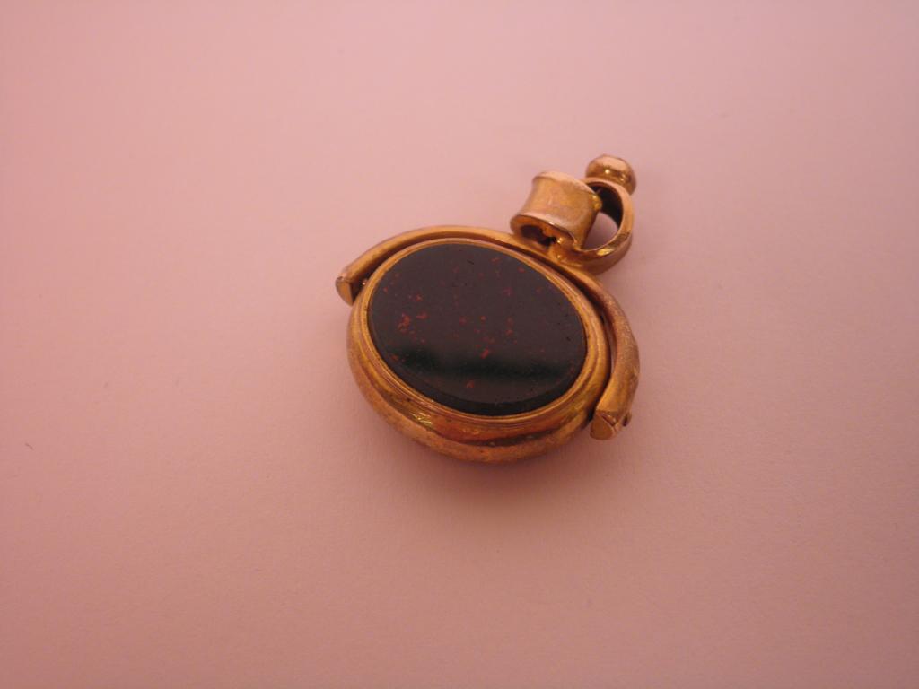 Appraisal: A bloodstone and yellow metal fob