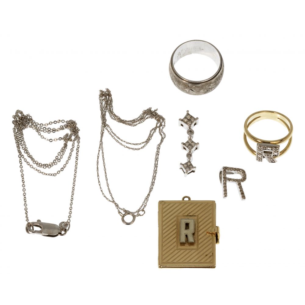 Appraisal: K WHITE AND YELLOW GOLD JEWELRY ASSORTMENT items including white