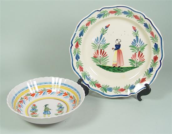 Appraisal: Quimper Bowl Serving Plate bowl and plate