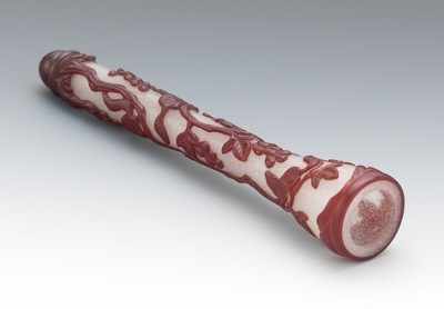 Appraisal: A Peking Glass Brush Handle Peking glass brush handle decorated