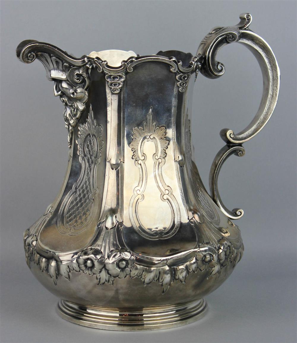 Appraisal: JOHN C MOORE COIN SILVER EWER ca marked J C