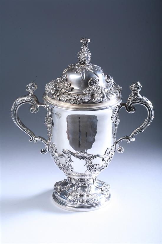 Appraisal: IMPRESSIVE EDWARD VII SILVER HANDLED TROPHY CUP AND COVER Charles