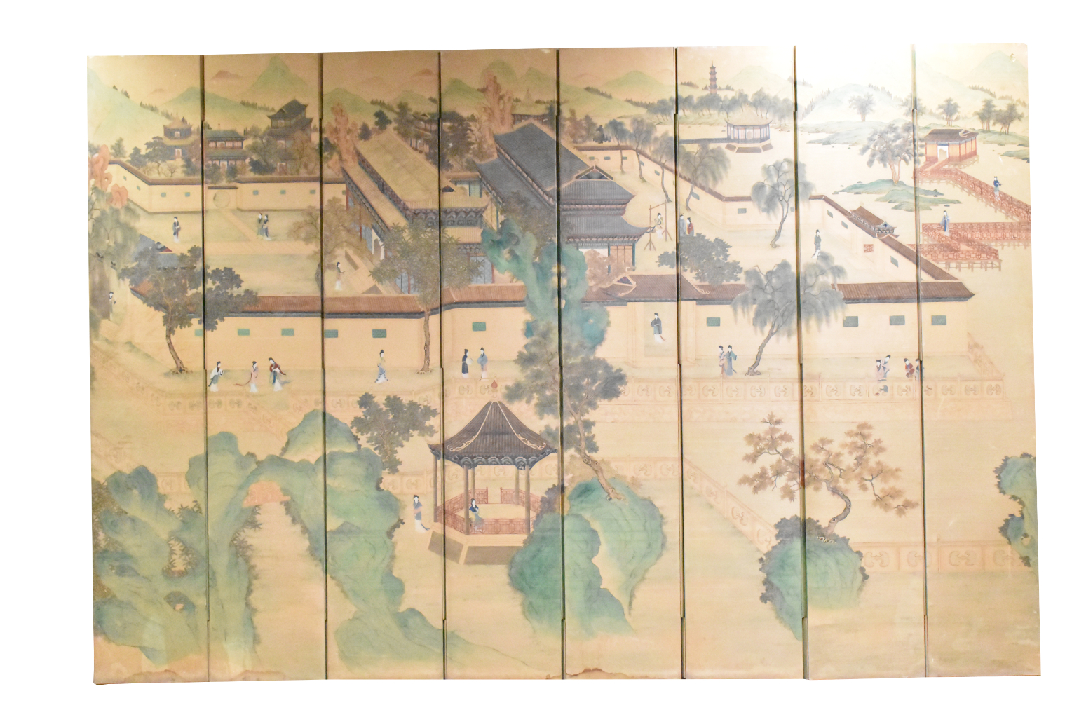 Appraisal: A large set of Chinese paintings on silk with landscape