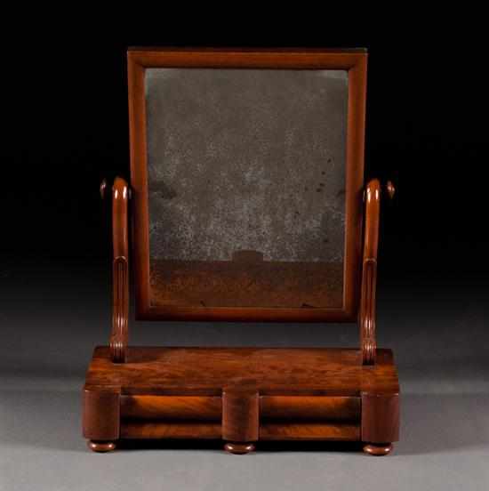 Appraisal: William IV mahogany shaving stand circa mirrored upright with two