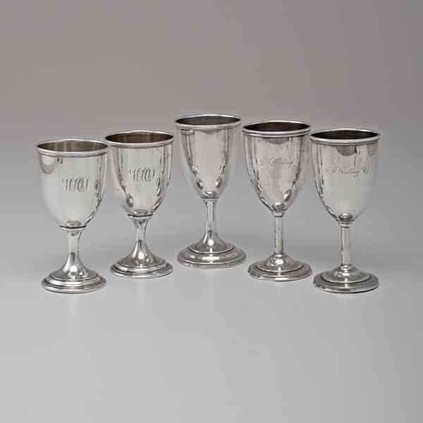 Appraisal: Sterling Silver Goblets American an assembled group of five sterling