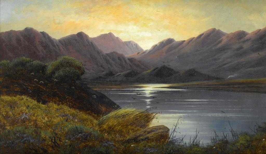 Appraisal: CHARLES LESLIE - SUNSET IN THE HIGHLANDS signed x cm