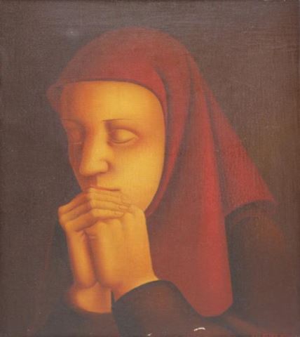 Appraisal: LATTNER Konrad A Oil on Canvas Betende Frau Woman Praying