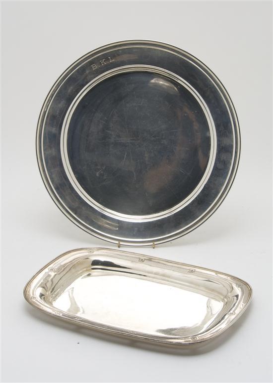 Appraisal: Two American Sterling Silver Trays one of rectangular form with