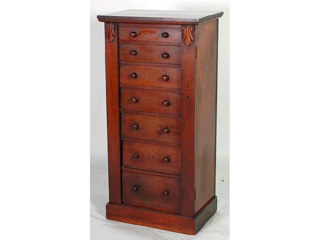 Appraisal: VICTORIAN MAHOGANY WELLINGTON CHEST OF SEVEN GRADUATED DRAWERS ' wide