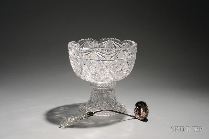 Appraisal: Colorless Cut Glass Punchbowl on Stand with a Cut Glass