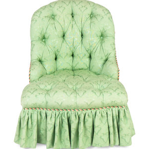 Appraisal: A Green Upholstered Button Tufted Slipper Chair TH CENTURY Height