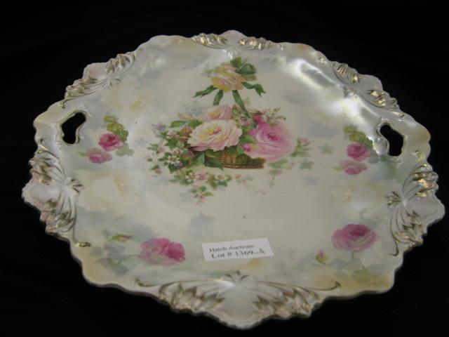 Appraisal: R S Prussia Porcelain Cake Plate hanging basket decor scarcer