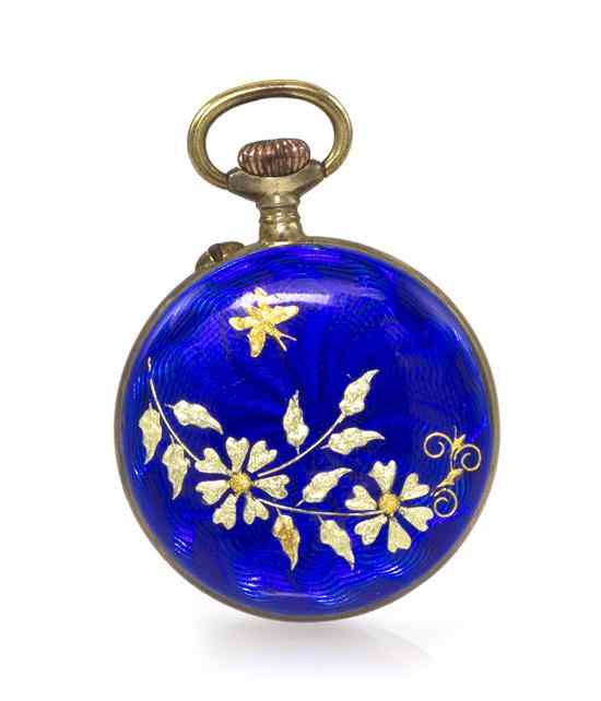 Appraisal: An Open Face Silver and Enamel Pocket Watch Swiss mm