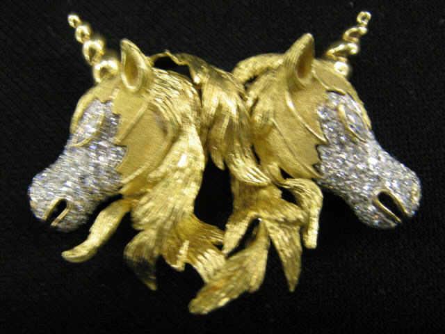 Appraisal: Diamond Figural Unicorn Brooch carats of diamonds in platinum k