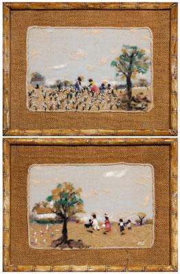 Appraisal: Two Southern compositions one of a black family picking cotton