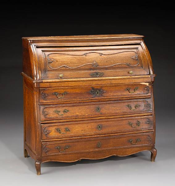 Appraisal: A Louis XV walnut bureau cylindre mid th century The