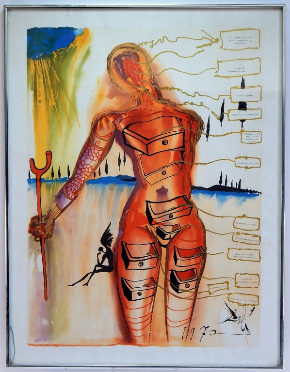 Appraisal: ATTR SALVADOR DALI SURREALIST PORTRAIT SERIGRAPH France Spain - Depicts