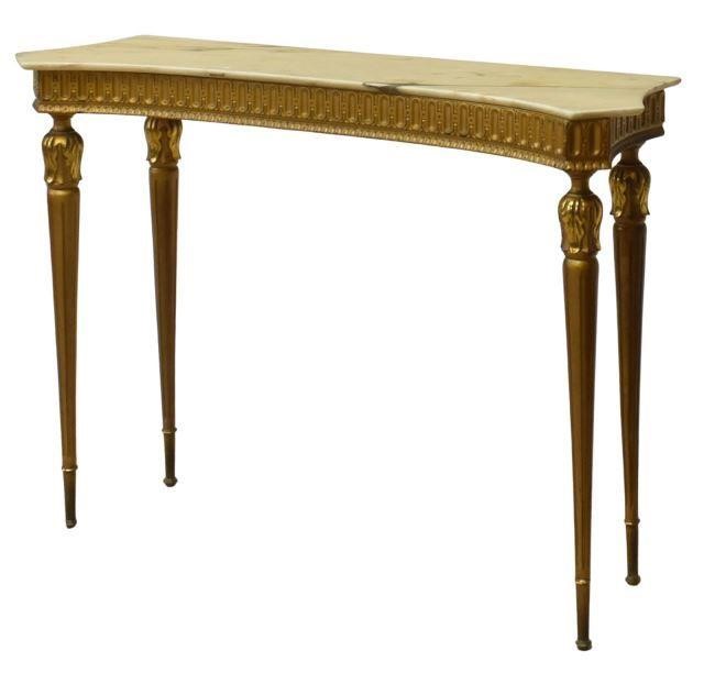 Appraisal: Italian Louis XVI style marble-top gilt console table th c