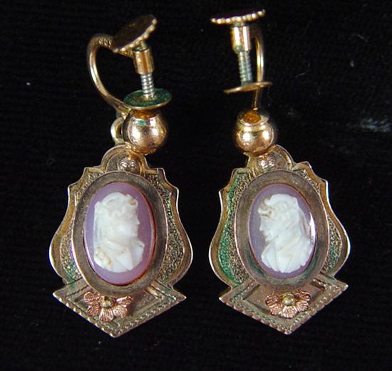 Appraisal: Ladies Victorian Cameo Earrings Gold-filled with French backs