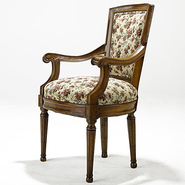 Appraisal: LOUIS XVI OPEN ARM CHAIRYew th c Refinished x x